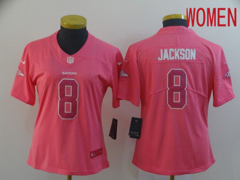 Women Baltimore Ravens #8 Jackson Pink Nike Vapor Untouchable Limited NFL Jersey